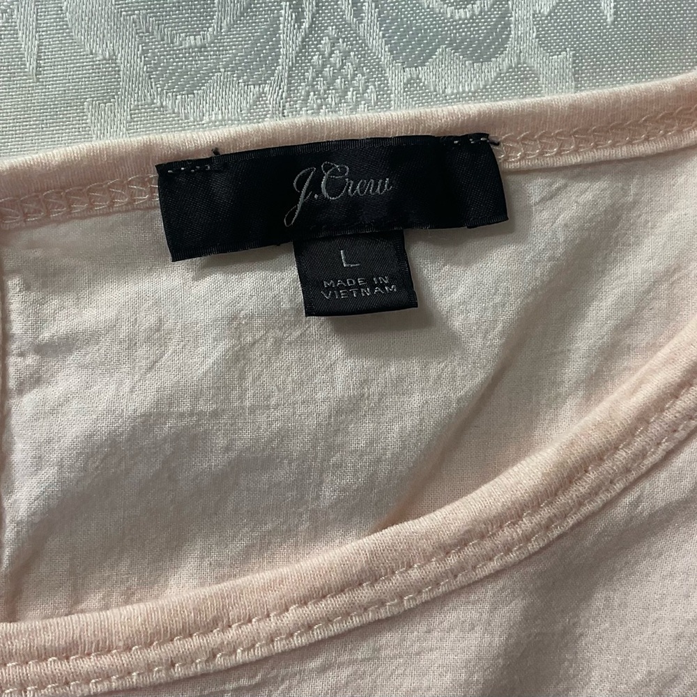 J Crew Womens Size Large Peach Pierced Lace Trim Flutter Sleeve Shirt Peasant - Picture 3 of 5